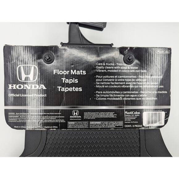Easy Clean Universal Fit Rubber Honda Floor Mats - 2 PC Black & White - Picture 2 of 5